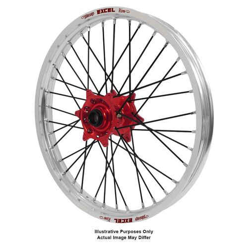 Honda Africa Twin CRF1000L Adventure Haan Red Hubs / Excel Silver Rims / Black Spokes Front Wheel
