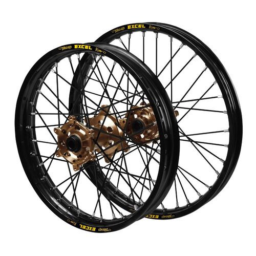 Kawasaki KX 450 F 2019-2026 (21*1.60 / 18*2.15) Haan Magnesium Hubs / Excel Black Rims / Black Spokes Wheel Set