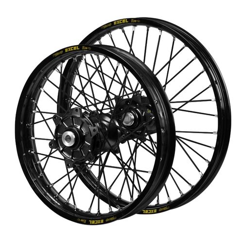 Kawasaki KX 250 F 2006-2020 (21*1.60 / 18*2.15) Haan Cush Drive Black Hubs / Excel Black Rims / Black Spokes Wheel Set