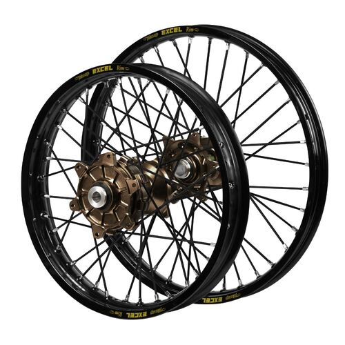 Kawasaki KX 450 F 2019-2026 (21*1.60 / 18*2.15) Haan Cush Drive Magnesium Hubs / Excel Black Rims / Black Spokes Wheel Set