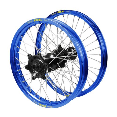 Kawasaki KX 450 F 2006-2018 (21*1.60 / 18*2.15) Haan Black Hubs / Excel Blue Rims Wheel Set