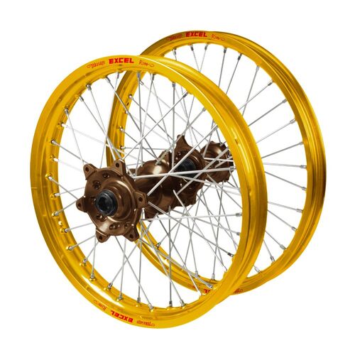 Kawasaki KX 450 F 2019-2026 (21*1.60 / 18*2.15) Haan Magnesium Hubs / Excel Gold Rims Wheel Set
