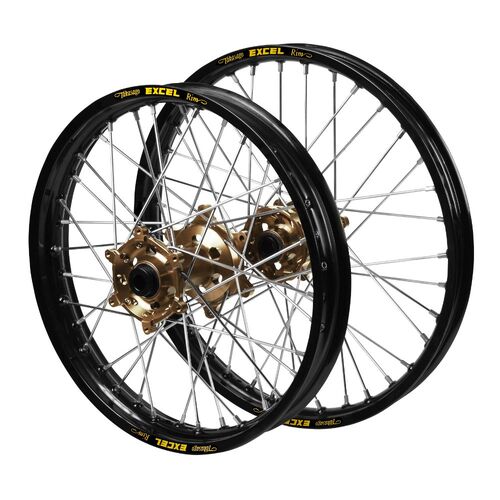 Kawasaki KX 450 F 2019-2026 (21*1.60 / 18*2.15) Haan Magnesium Hubs / Excel Black Rims Wheel Set