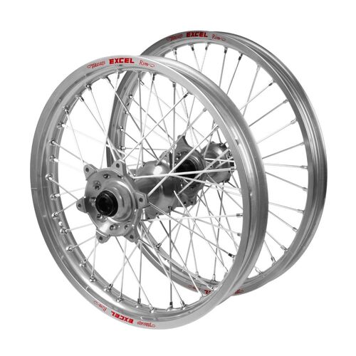 Kawasaki KX 450 F 2019-2026 (21*1.60 / 18*2.15) Haan Silver Hubs / Excel Silver Rims Wheel Set
