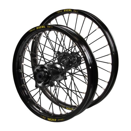 Gas Gas Haan Black Hubs / Excel JNR Black Rims / Black Spokes Wheel Set MC 85 2021-2024 (17*1.40 / 14*1.60)