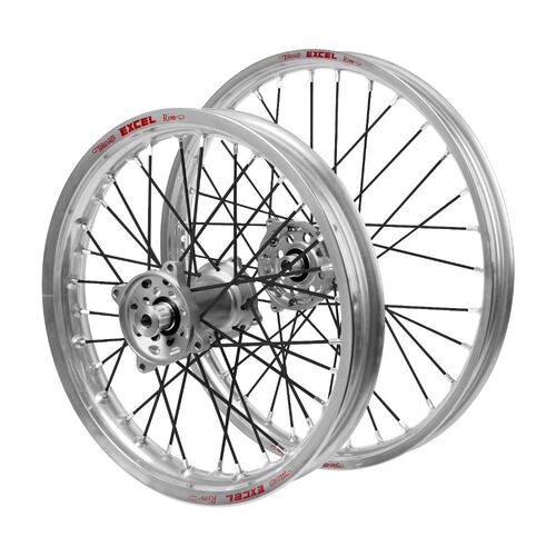Gas Gas Haan Silver Hubs / Excel JNR Silver Rims / Black Spokes Wheel Set MC 85 2021-2024 (17*1.40 / 14*1.60)