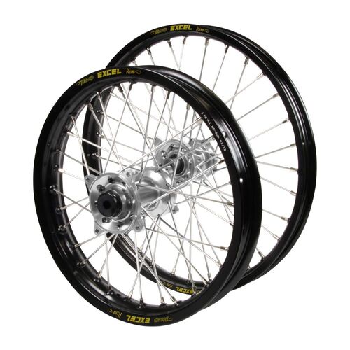 Husqvarna Haan Silver Hubs / Excel JNR Black Rims Wheel Set