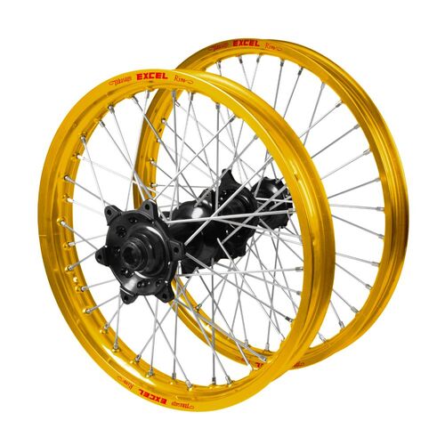 Husqvarna Haan Black Hubs / Excel Gold Rims Wheel Set FC 450 ROCKSTAR EDITION 2018-2021 (21*1.6 / 18*2.15)