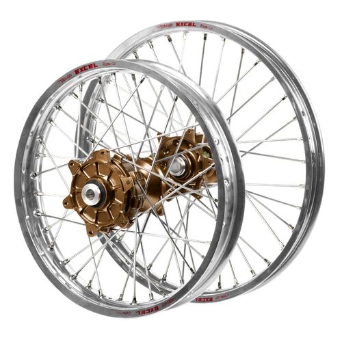 Husaberg FC 550 2003-2012 (21*1.60 / 18*2.15) Haan Cush Drive Magnesium Hubs / Excel Silver Rims Wheel Set