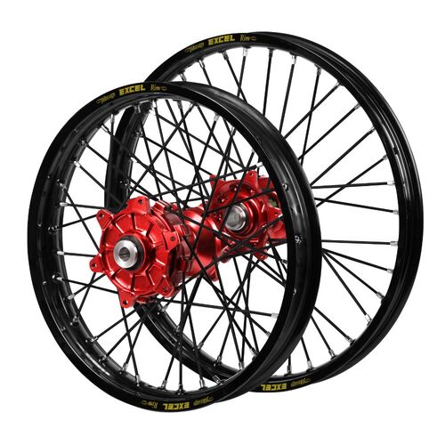 Gas Gas Haan Cush Drive Red Hubs / Excel Black Rims / Black Spokes Wheel Set