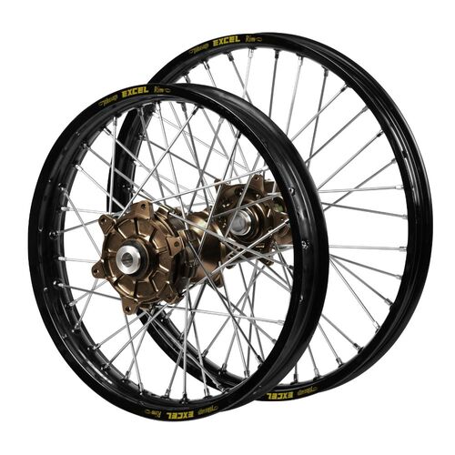 Gas Gas Haan Cush Drive Magnesium Hubs / Excel Black Rims Wheel Set EC 300 2021-2023 (21*1.6 / 18*2.15 OE)