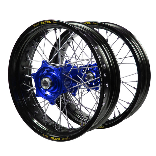Husqvarna Haan Blue Hubs / Excel Black Rims Supermotard Wheel Set FC 450 ROCKSTAR EDITION 2018-2021 (17*3.5 / 17*4.25)