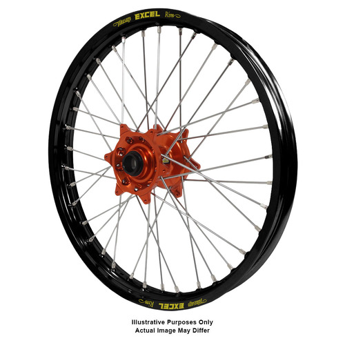 KTM 950-990 Adventure Haan Orange Hubs / Excel Black Rims Front Wheel