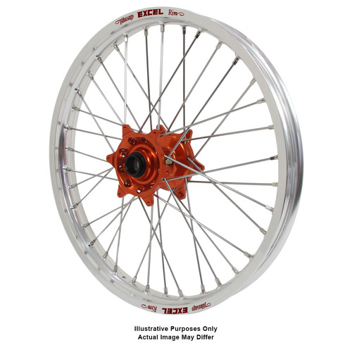 KTM 950-990 Adventure Silver Excel Rims / Orange Haan Hubs Front Wheel