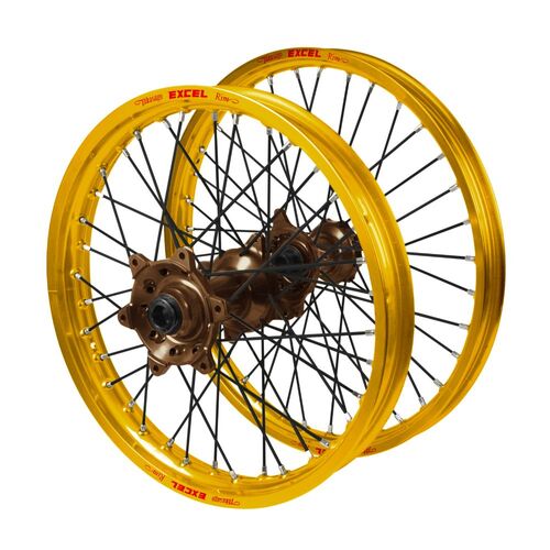 Gas Gas Haan Magnesium Hubs / Excel Gold Rims / Black Spokes Wheel Set