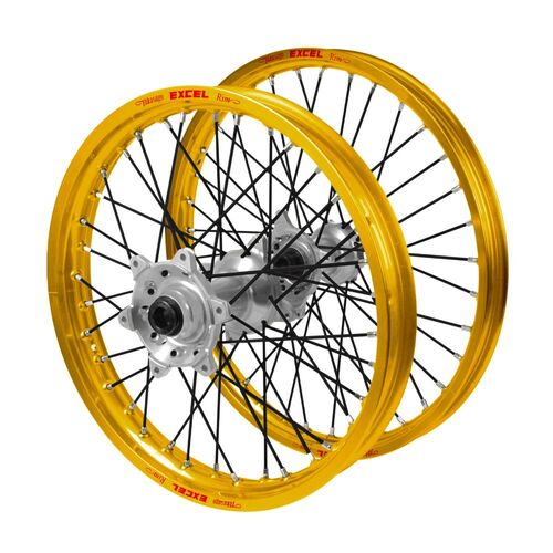 Gas Gas Haan Silver Hubs / Excel Gold Rims / Black Spokes Wheel Set