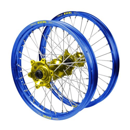KTM 250 EXC 2024-2026 (21*1.60 / 18*2.15 OE) Haan Yellow Hubs / Excel Blue Rims Wheel Set