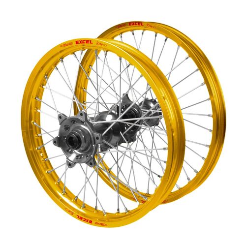 KTM 250 EXC 2024-2026 (21*1.60 / 18*2.15 OE) Haan Titanium Hubs / Excel Gold Rims Wheel Set