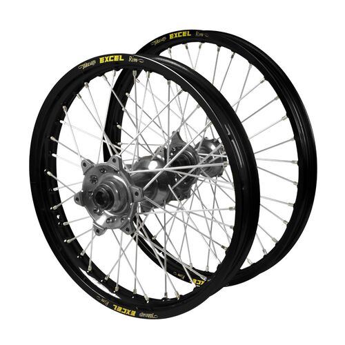 KTM 250 EXC 2024-2026 (21*1.60 / 18*2.15 OE) Haan Titanium Hubs / Excel Black Rims Wheel Set
