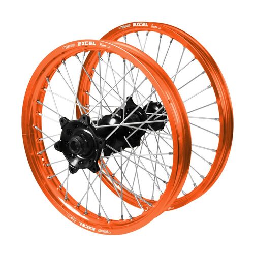 KTM 150 EXC TPI 2024-2026 (21*1.60 / 18*2.15 OE) Haan Black Hubs / Excel Orange Rims Wheel Set