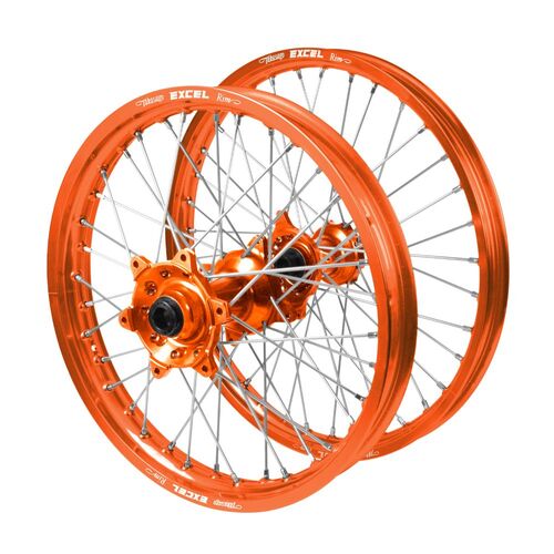 Gas Gas Haan Orange Hubs / Excel Orange Rims Wheel Set EC 300 2024 (21*1.6 / 18*2.15 OE)