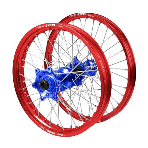 Gas Gas Haan Blue Hubs / Excel Red Rims Wheel Set