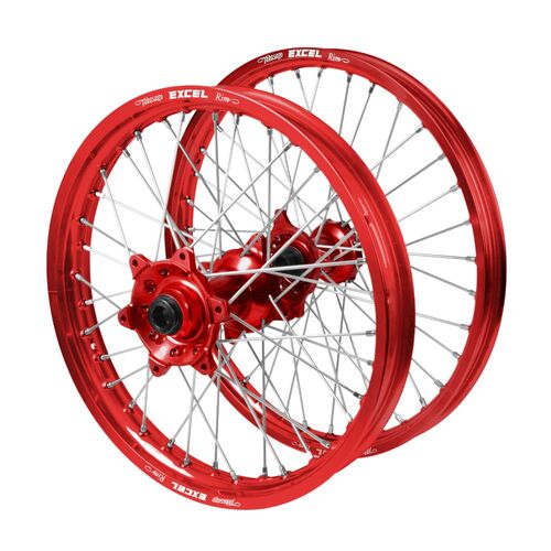 KTM 150 EXC TPI 2024-2026 (21*1.60 / 18*2.15 OE) Haan Red Hubs / Excel Red Rims Wheel Set