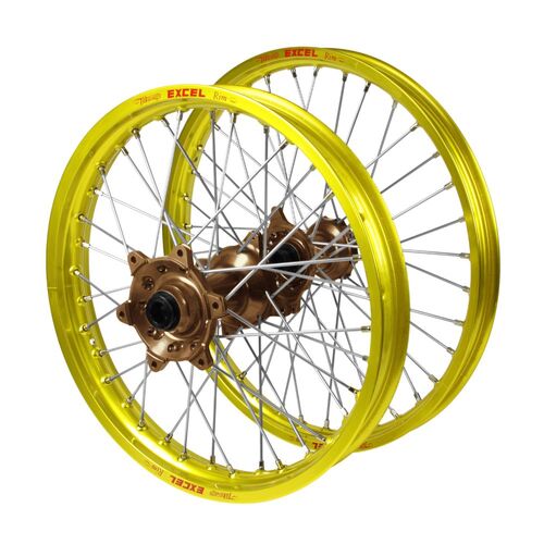 KTM 150 EXC TPI 2024-2026 (21*1.60 / 18*2.15 OE) Haan Magnesium Hubs / Excel Yellow Rims Wheel Set