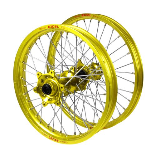 KTM 250 EXC 2024-2026 (21*1.60 / 18*2.15 OE) Haan Yellow Hubs / Excel Yellow Rims Wheel Set