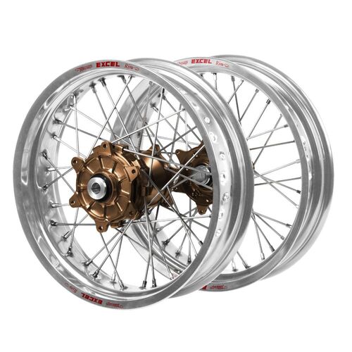 Husqvarna Haan Cush Drive Magnesium Hubs / Excel Silver Rims Supermoto Wheel Set FC 450 ROCKSTAR EDITION 2018-2021 (17*3.5 / 17*4.25)