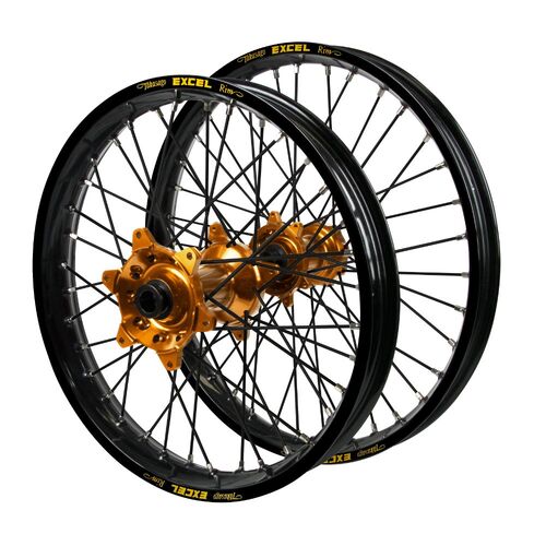 Husqvarna Adventure Haan Orange Hubs / Excel Black Rims / Black Spokes Wheel Set