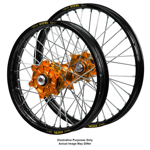 Husqvarna Adventure Haan Orange Hubs / Excel Black Rims Wheel Set NORDEN 901 2022-2024 (21*2.15 / 17*5.00)