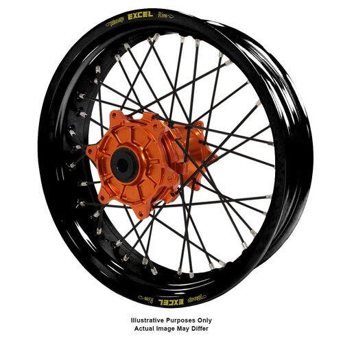 KTM 790-1090-1190-1290 Adventure Haan Orange Hubs / Excel Black Rims / Black Spokes Rear Wheel