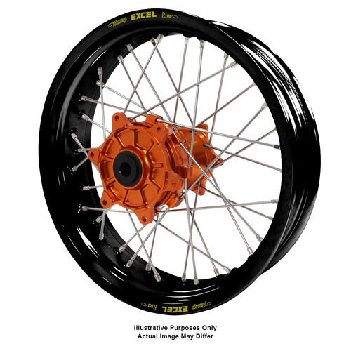 KTM 950-990 Adventure Haan Orange Hubs / Excel Black Rims Rear Wheel 950 ADVENTURE 2003-2014 (17*4.25)