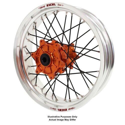 KTM 790-1090-1190-1290 Adventure Haan Orange Hubs / Excel Silver Rims / Black Spokes Rear Wheel