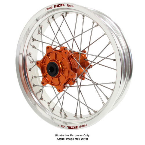 KTM 950-990 Adventure Silver Excel Rims / Orange Haan Hubs Rear Wheel