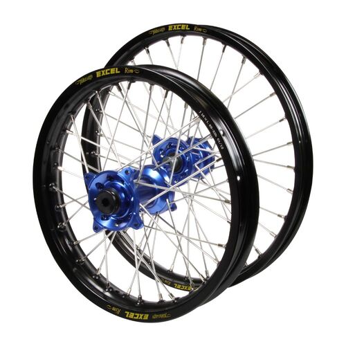 Suzuki Haan Blue Hubs / Excel JNR Black Rims Wheel Set