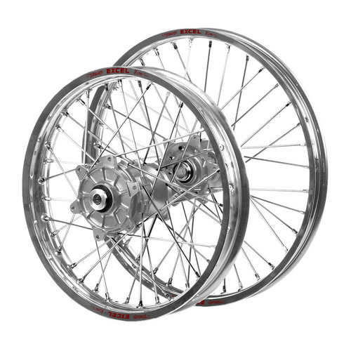 Yamaha Haan Cush Drive Silver Hubs / Excel Silver Rims Wheel Set YZ 250 F 2014-2024 (21*1.6 / 18*2.15)
