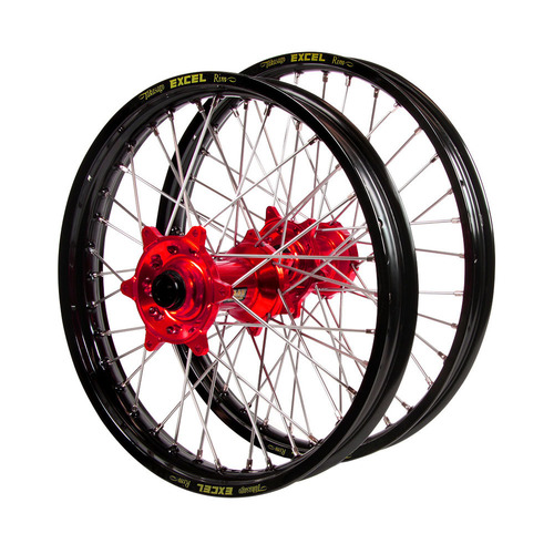 Fantic Haan Red Hubs / Excel Black Rims Wheel Set