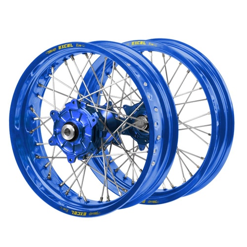 Yamaha WR 250 F 2025-2026 (17*3.5 / 17*4.25) Haan Cush Drive Blue Hubs / Excel Blue Rims Supermotard Wheel Set