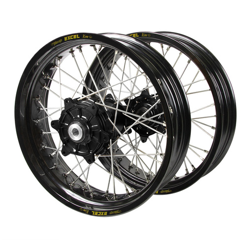 Yamaha WR 250 F 2025-2026 (17*3.5 / 17*4.25) Haan Cush Drive Black Hubs / Excel Black Rims Supermotard Wheel Set