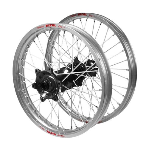 Gas Gas Haan Black Hubs / Excel Silver Rims Wheel Set