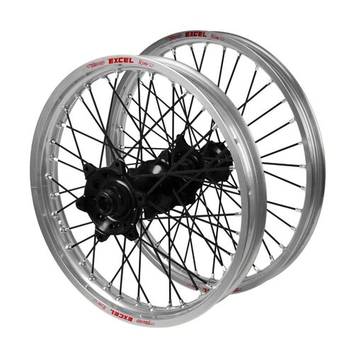 BMW Adventure Haan Black Hubs / Excel Silver Rims / Black Spokes Wheel Set F 800 GS 2008-2018 (17*3.50 / 17*4.25)