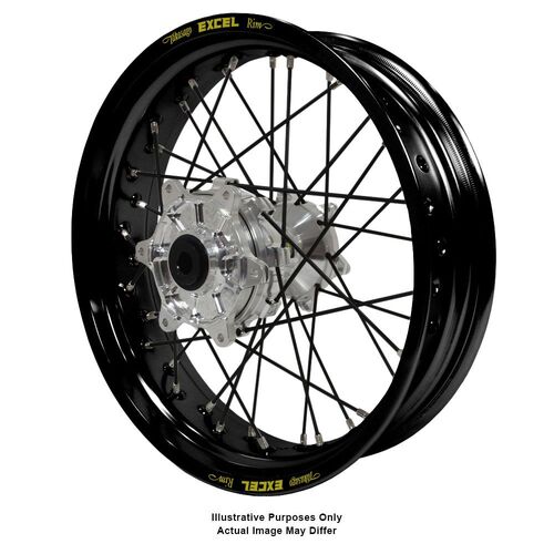 BMW F800 Adventure Haan Silver Hubs / Excel Black Rims / Black Spokes Rear Wheel F 800 GS 2006-2024 (17*4.25 OE)