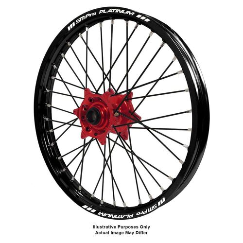 Honda Africa Twin CRF1000L Adventure Haan Red Hubs / SM Pro Platinum Black Rims / Black Spokes Front Wheel CRF 1000 L 2015-2024 (17*3.50)