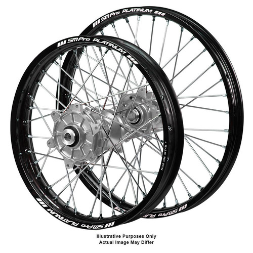 Honda Adventure Haan Silver Hubs / SM Pro Platinum Black Rims Wheel Set