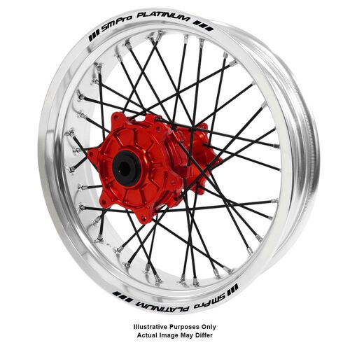 Honda Africa Twin CRF1000L Adventure Haan Red Hubs / SM Pro Platinum Silver Rims / Black Spokes Rear Wheel CRF 1000 L 2015-2024 (17*4.25)