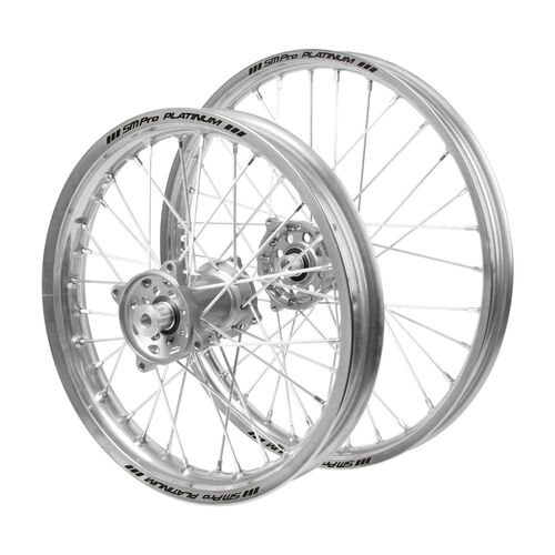 Kawasaki Haan Silver Hubs / SM Pro Platinum Junior Silver Rims Wheel Set