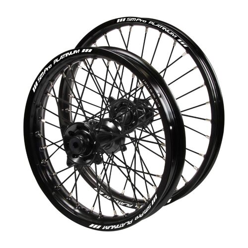 Gas Gas Haan Black Hubs / SM Pro Platinum Junior Black Rims / Black Spokes Wheel Set MC 85 2021-2024 (17*1.40 / 14*1.60)