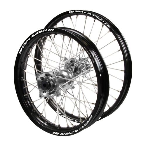 Gas Gas Haan Silver Hubs / SM Pro Platinum Junior Black Rims Wheel Set